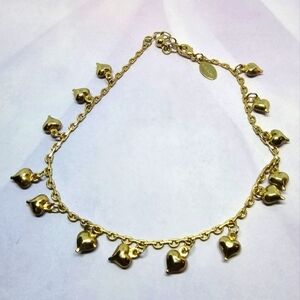 👍5 For $20 Vintage Panama Jack Dangling Puffy Hearts & Charm  Gold Tone